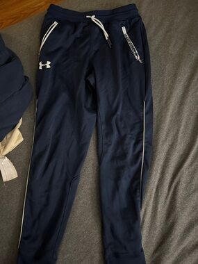 Under Armour Navy Track Pants with White Accents